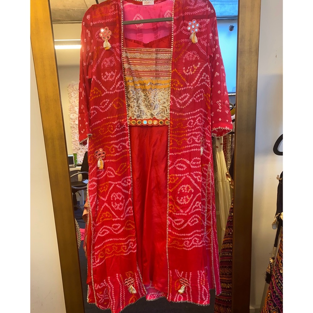 Hot pink fusion style Palazzo pant set